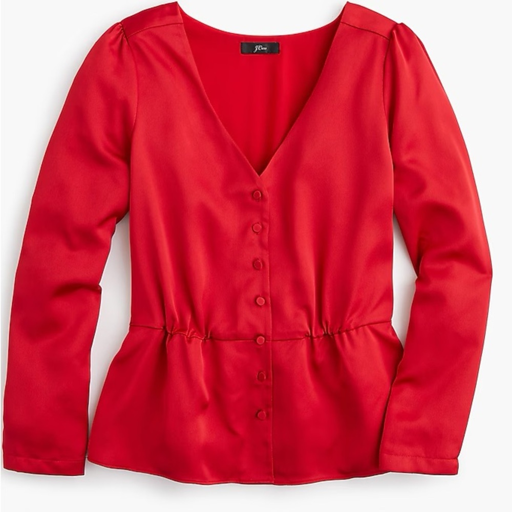 Donating end of July! J. Crew Long Sleeve Peplum Satin Crepe Top